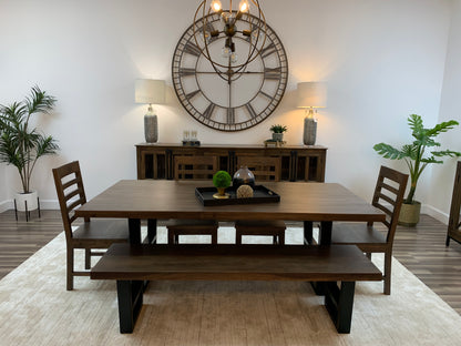 Maxwell Acacia 84" Dining Table - Natural + Smoke