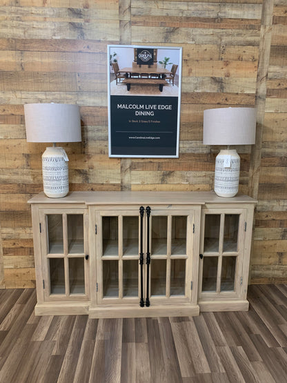 Billings 72" Acacia Breakfront 4 Door Sideboard - New White Wash