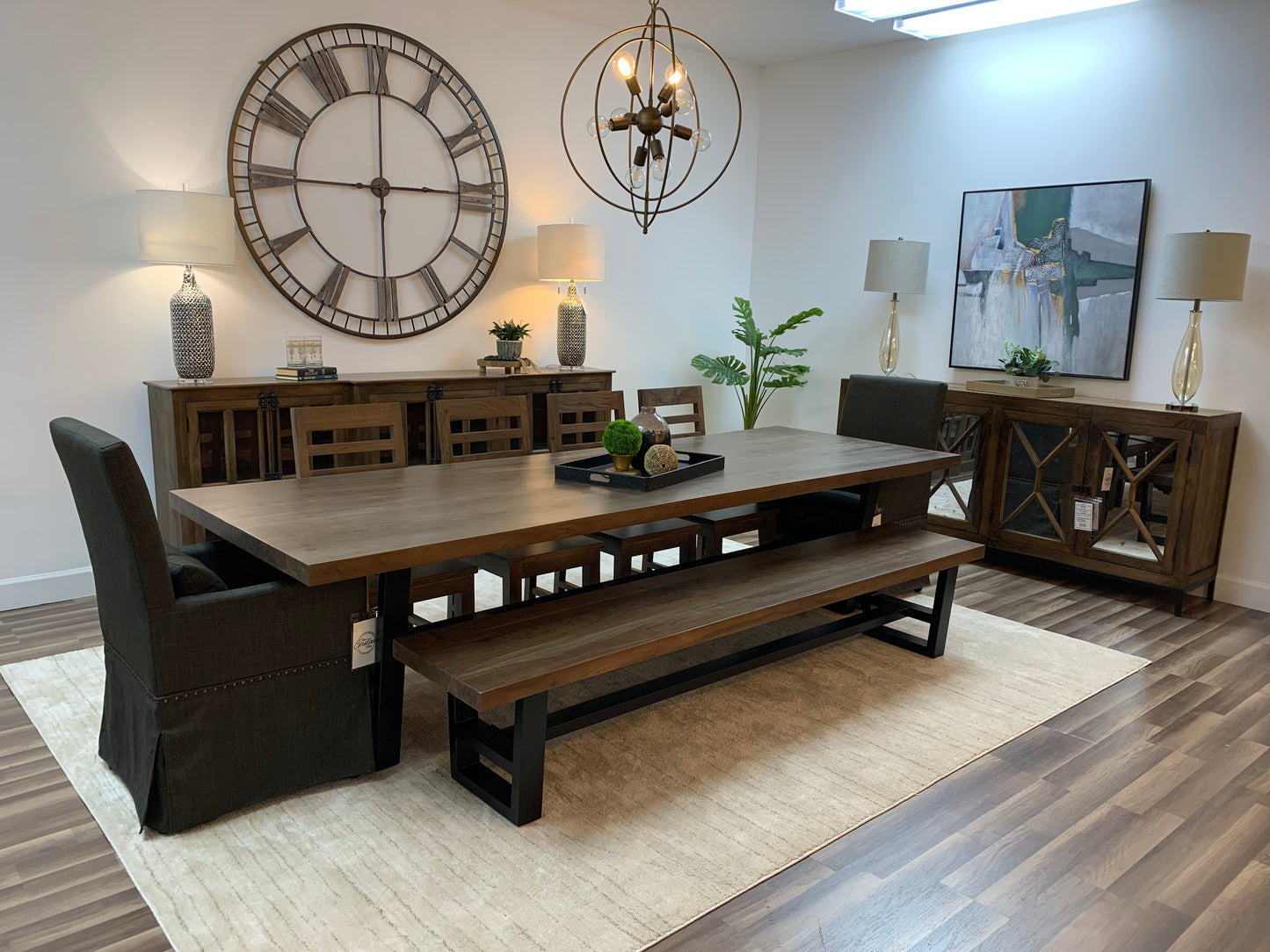 Maxwell Acacia 120" Dining Table - Natural + Smoke