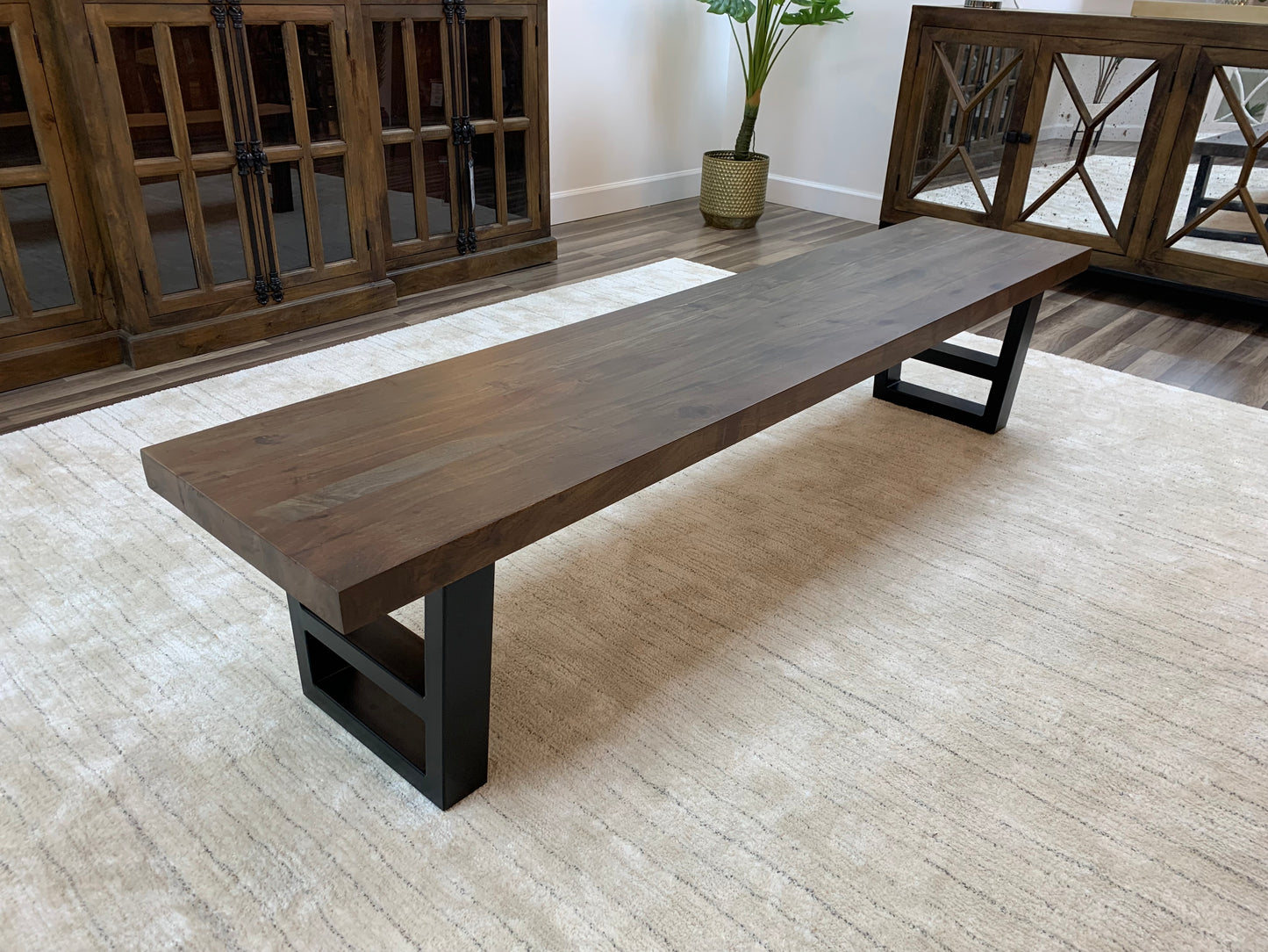Maxwell 84" Acacia Dining Bench - Natural + Smoke