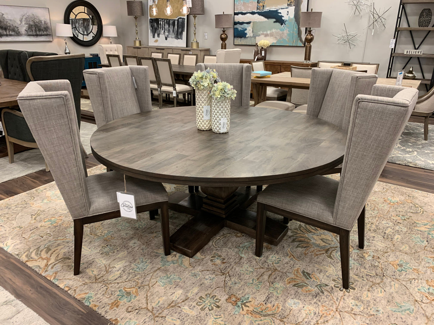 Drake 72" Round Dining Table - Distressed Natural