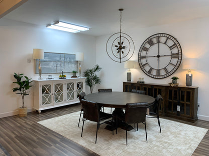 Weston 72" Acacia Round Dining Table - Natural + Smoke