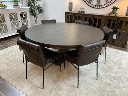 Weston 72" Acacia Round Dining Table - Natural + Smoke