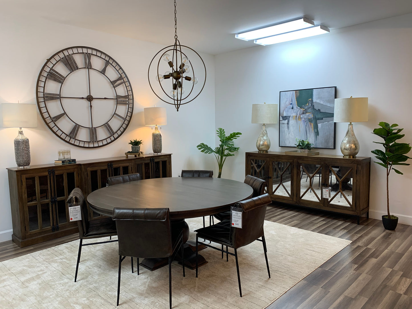 Weston 72" Acacia Round Dining Table - Natural + Smoke