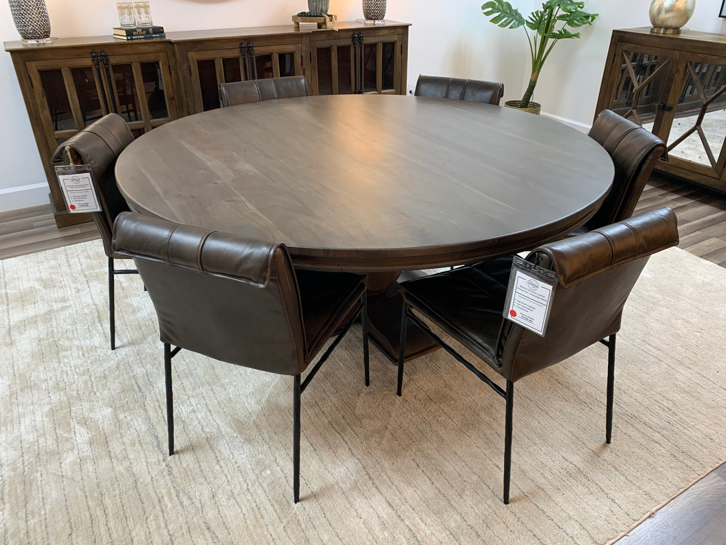 Weston 72" Acacia Round Dining Table - Natural + Smoke