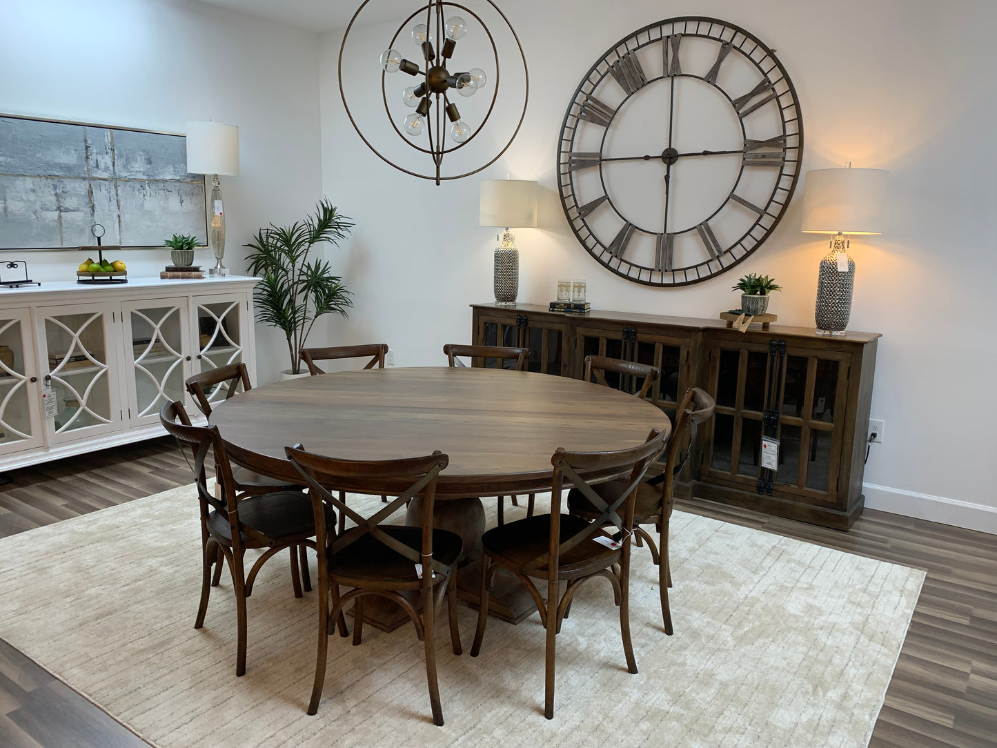 Weston 72" Acacia Round Dining Table - Natural + Gray