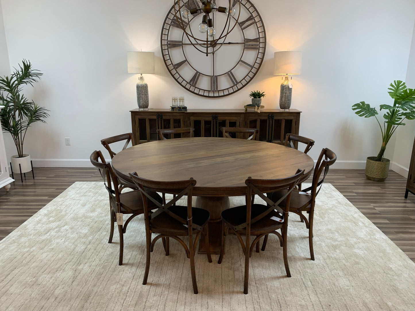 Weston 72" Acacia Round Dining Table - Natural + Gray