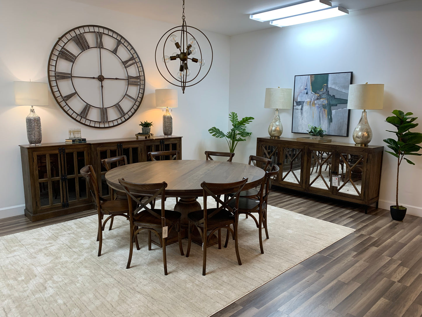 Weston 72" Acacia Round Dining Table - Natural + Gray