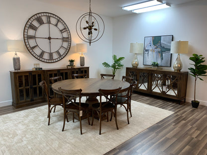 Weston 72" Acacia Round Dining Table - Natural + Gray