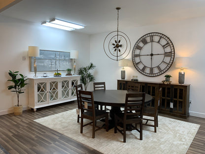 Weston 72" Acacia Round Dining Table - Natural + Black