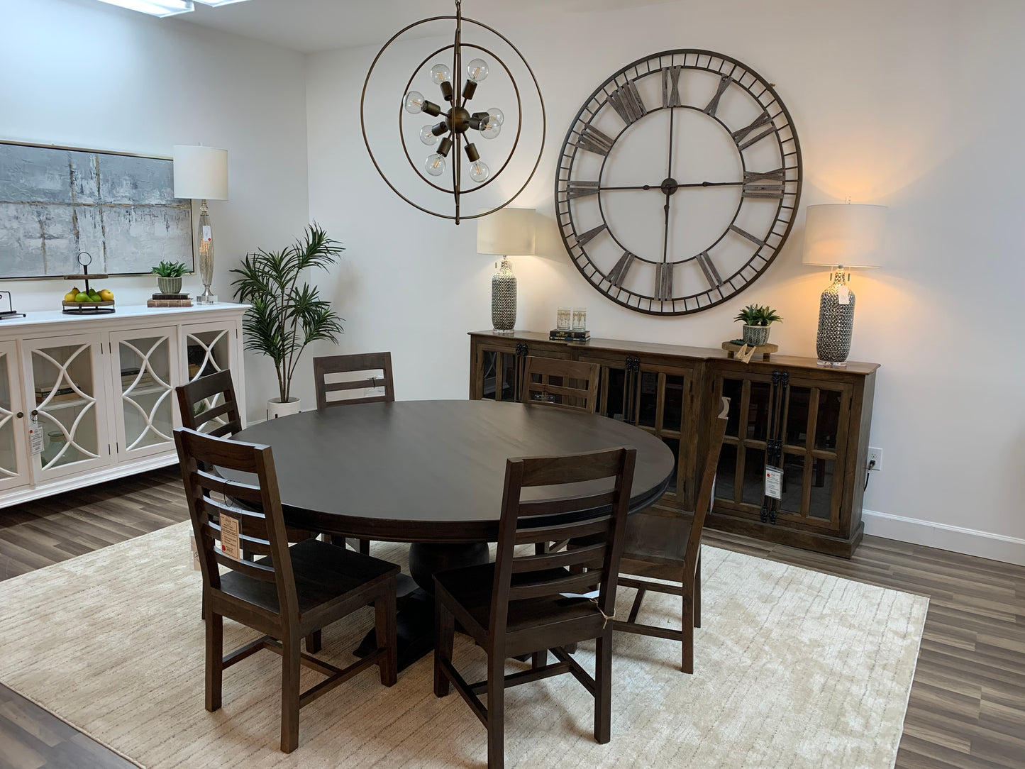 Weston 72" Acacia Round Dining Table - Natural + Black