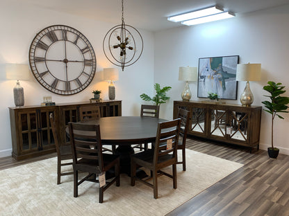 Weston 72" Acacia Round Dining Table - Natural + Black