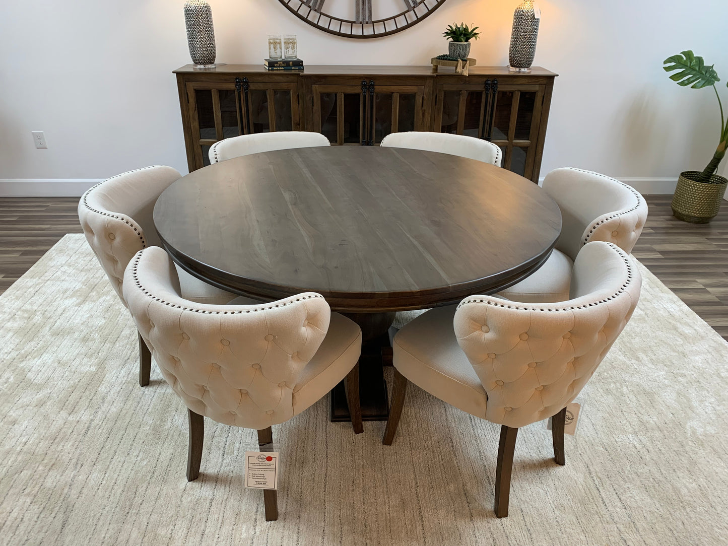 Weston 60" Acacia Round Dining Table - Natural + Smoke