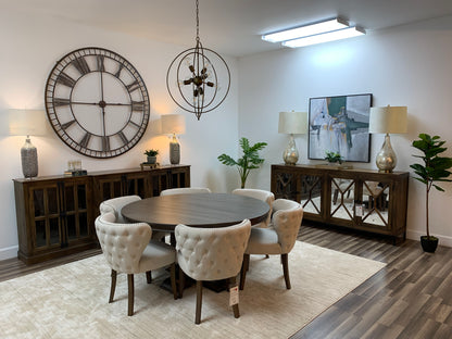 Weston 60" Acacia Round Dining Table - Natural + Smoke