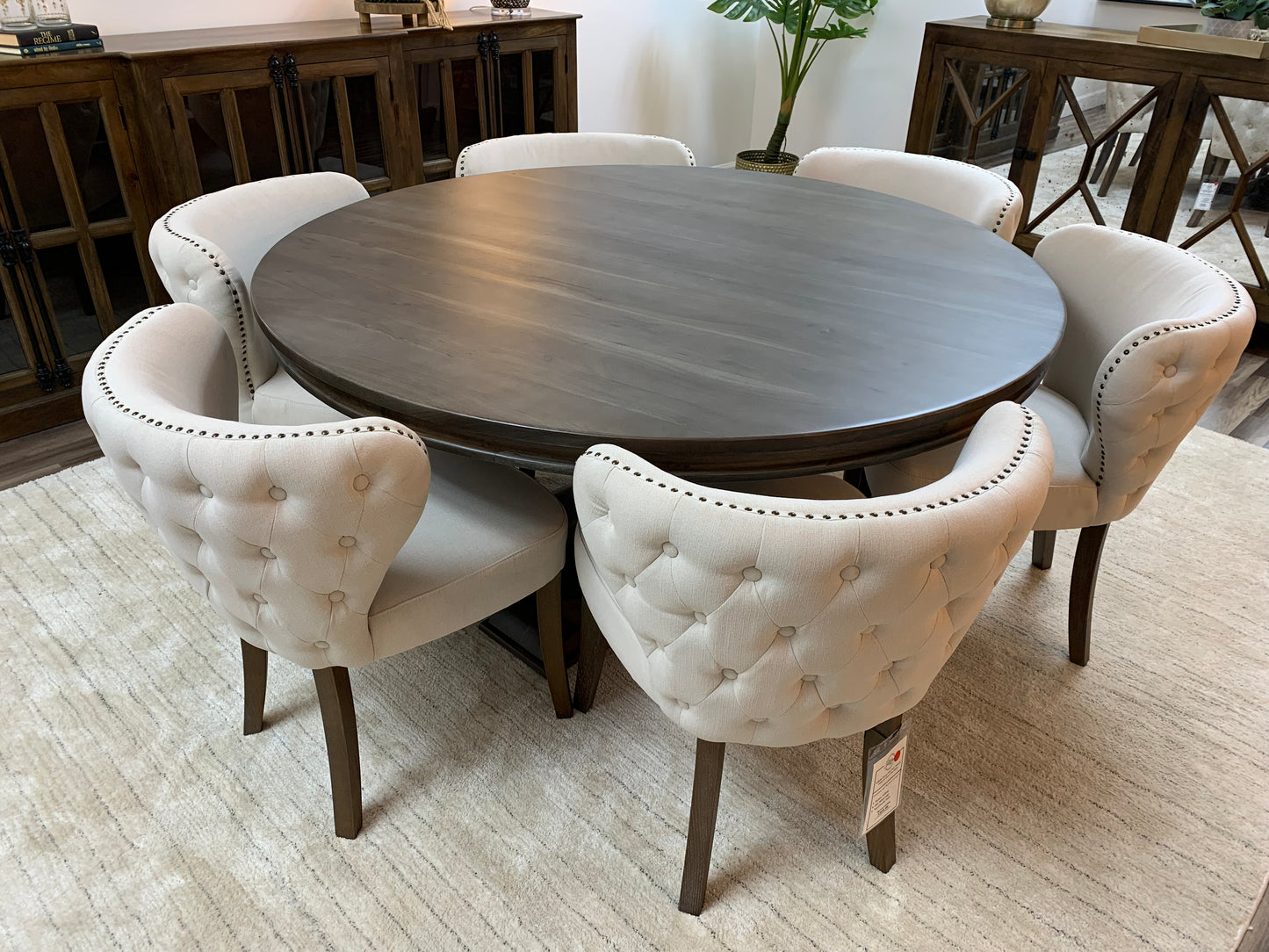 Weston 60" Acacia Round Dining Table - Natural + Smoke