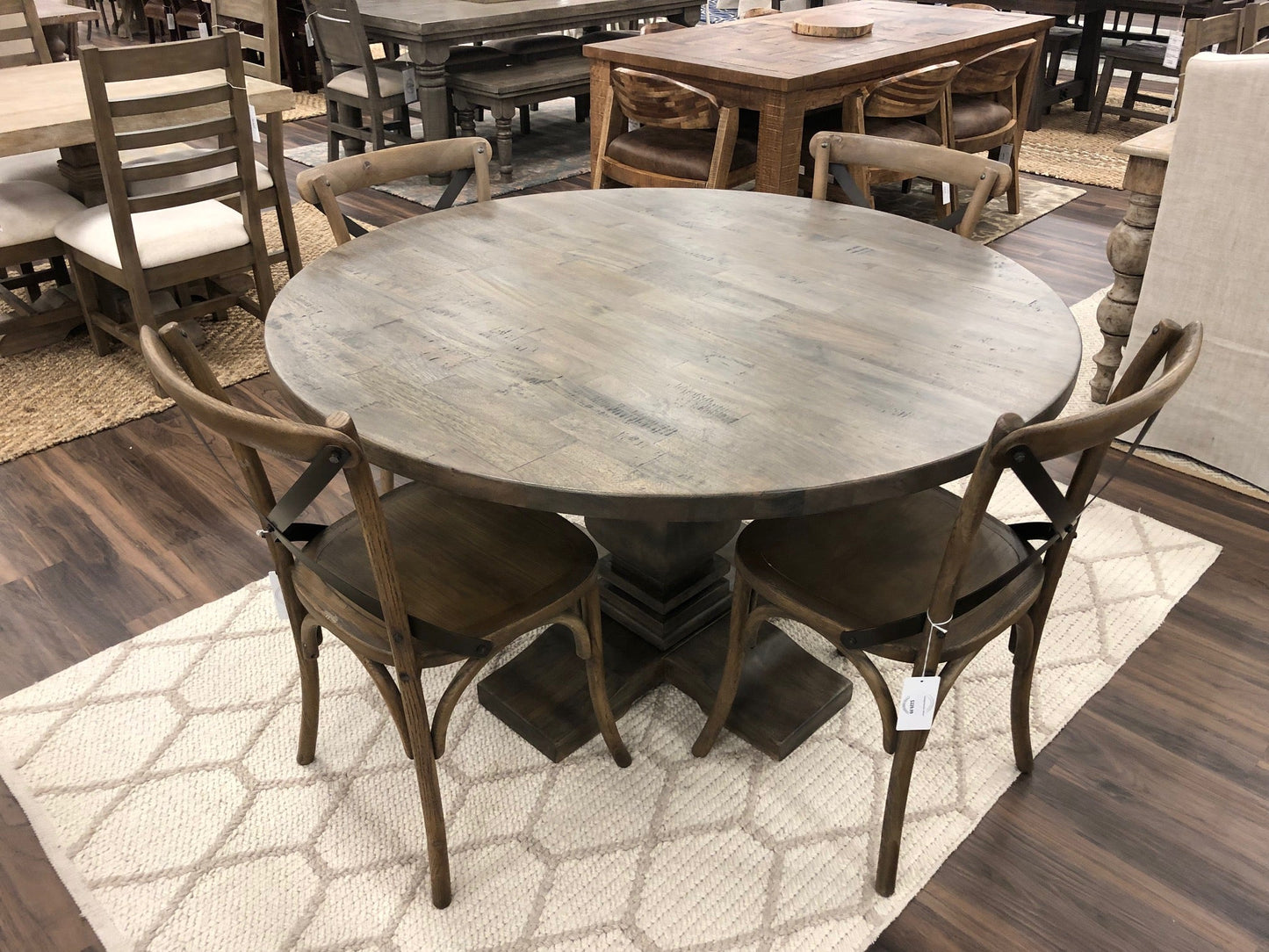 Sardis 53" Round Dining Table - Distressed Natural - Classic Carolina Home