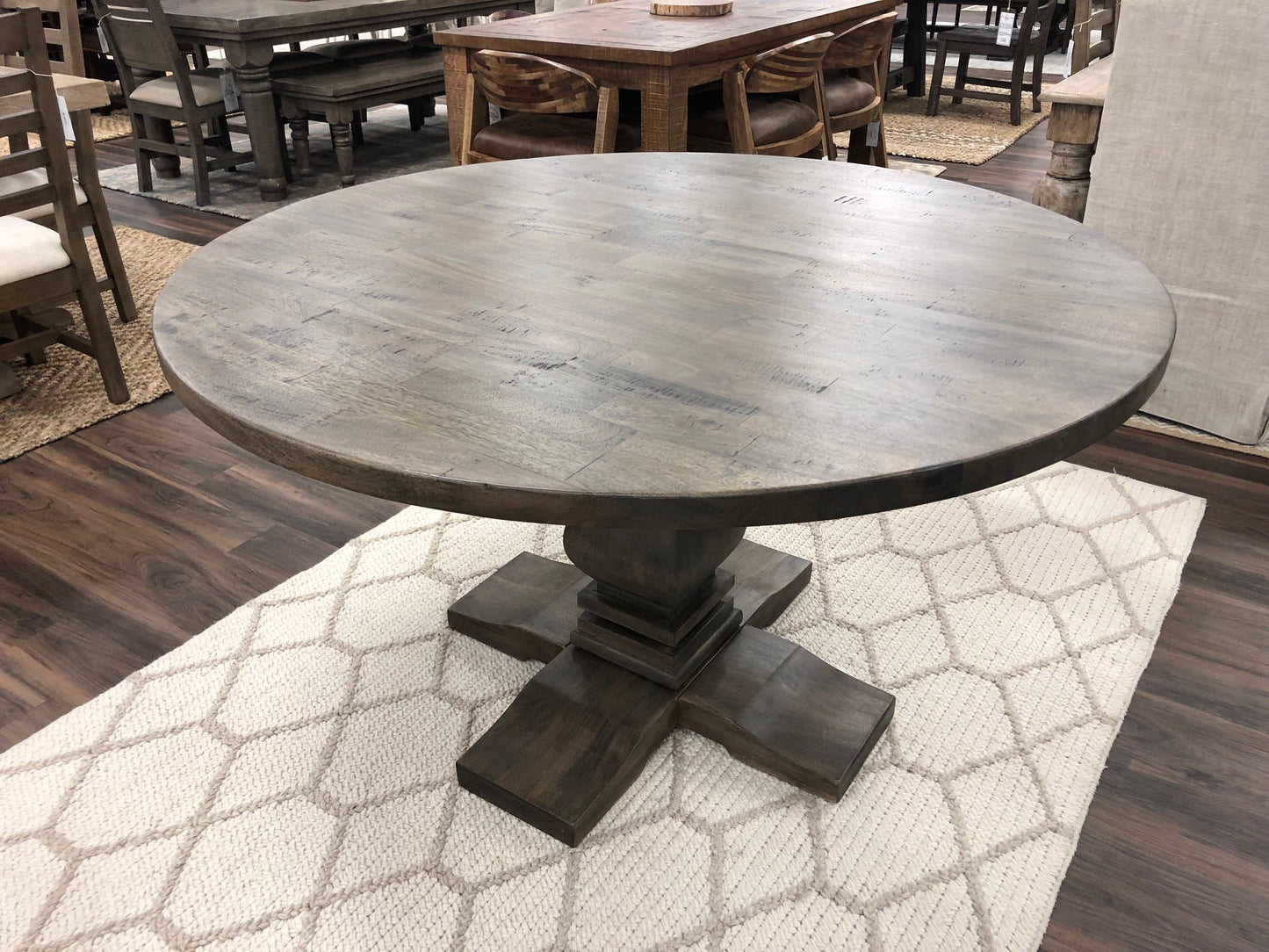 Sardis 53" Round Dining Table - Distressed Natural - Classic Carolina Home