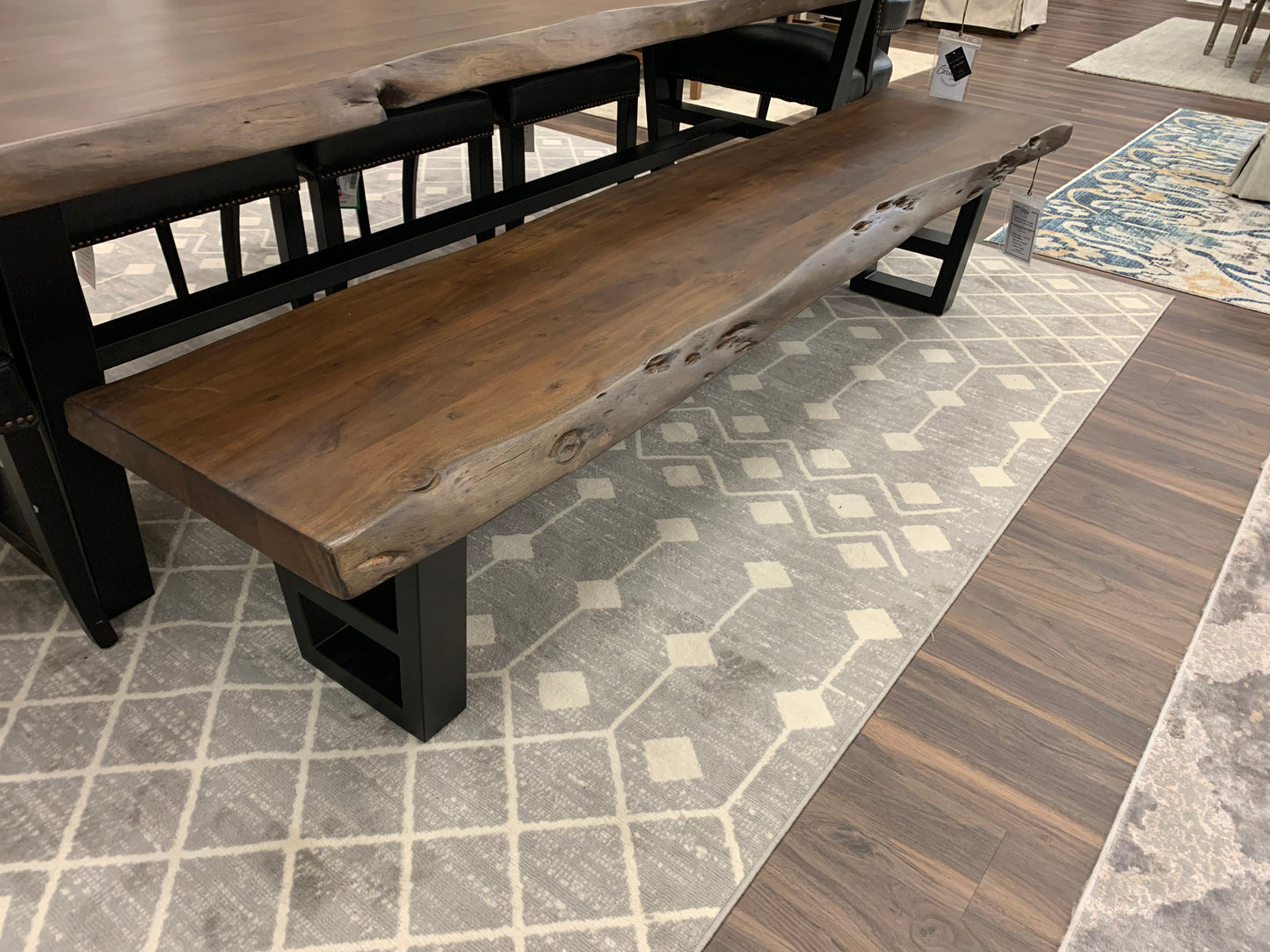 Malcolm 84" Acacia Live Edge Dining Bench - Natural + Black