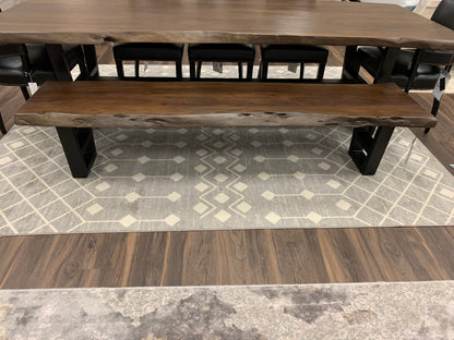 Malcolm 84" Acacia Live Edge Dining Bench - Natural + Black