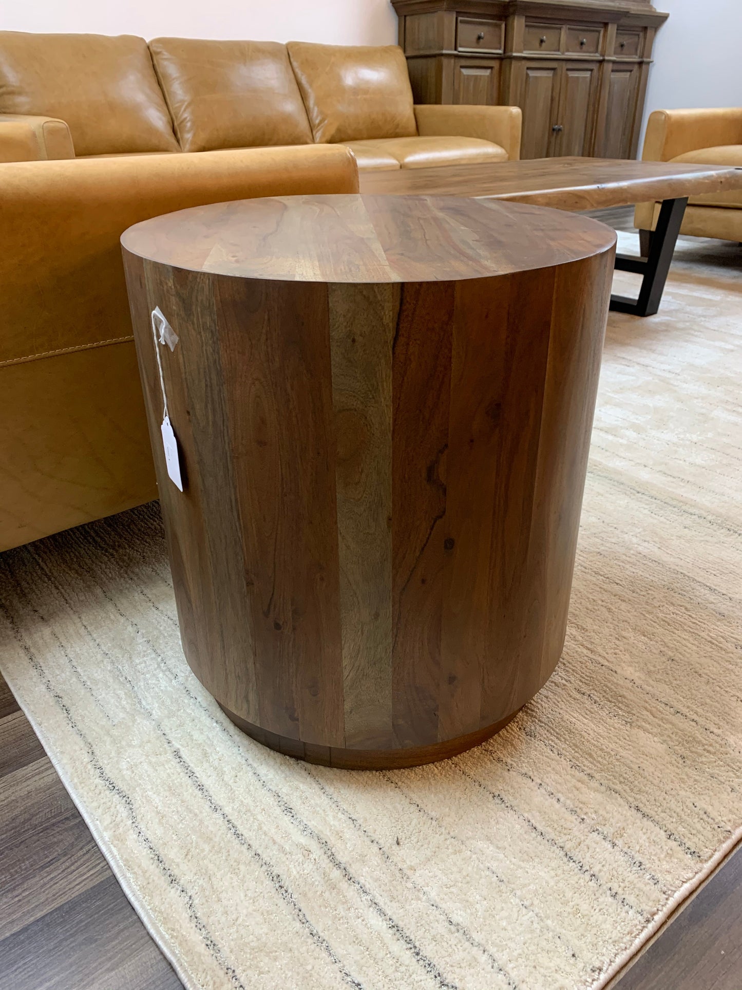 Malcolm Acacia 20" Round End Table - Natural + Gray