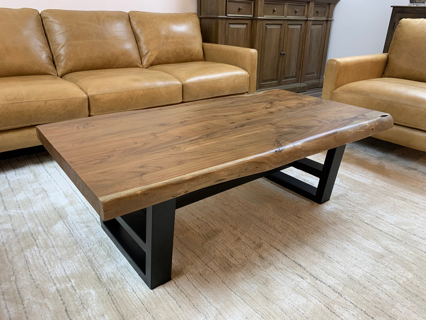 Malcolm Acacia 52" Live Edge Coffee Table - Natural + Gray