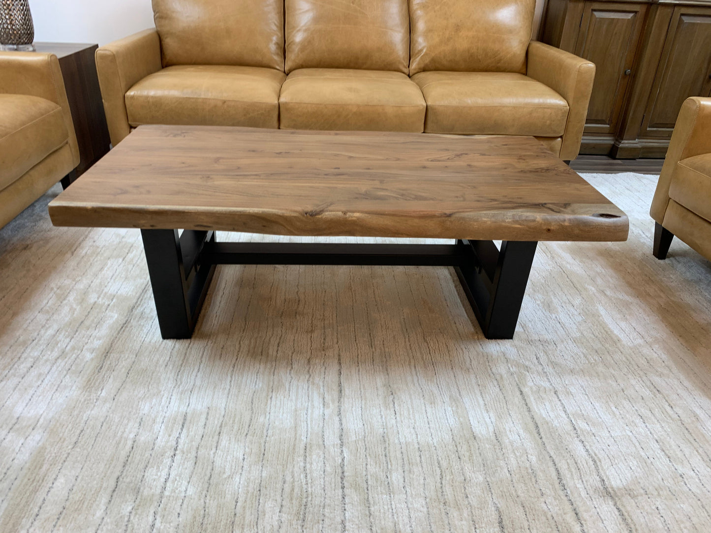 Malcolm Acacia 52" Live Edge Coffee Table - Natural + Gray