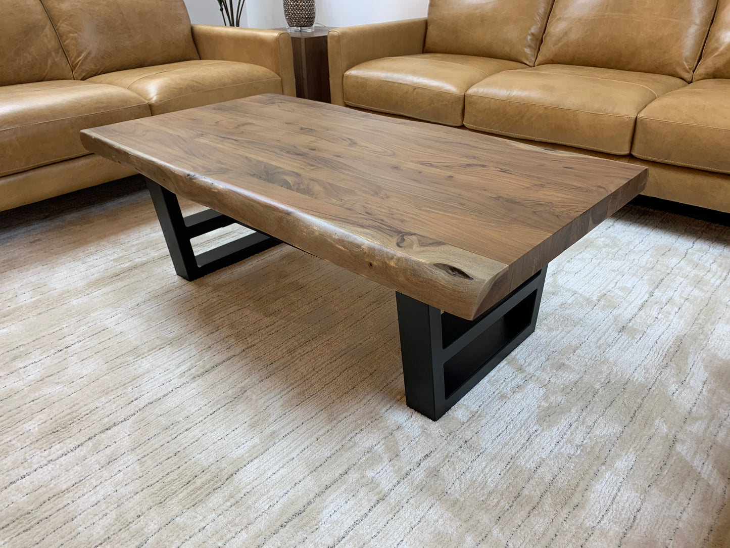 Malcolm Acacia 52" Live Edge Coffee Table - Natural + Gray