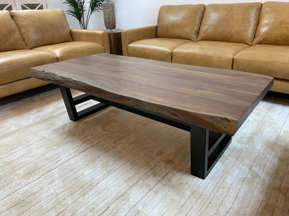 Malcolm Acacia 60" Live Edge Coffee Table - Natural + Gray