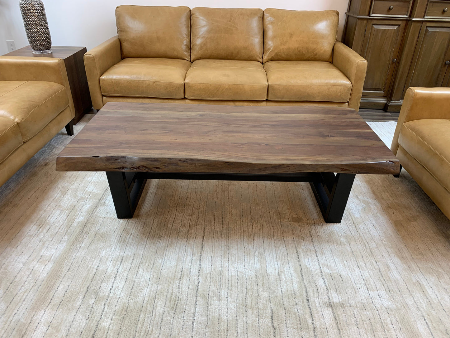 Malcolm Acacia 60" Live Edge Coffee Table - Natural + Gray