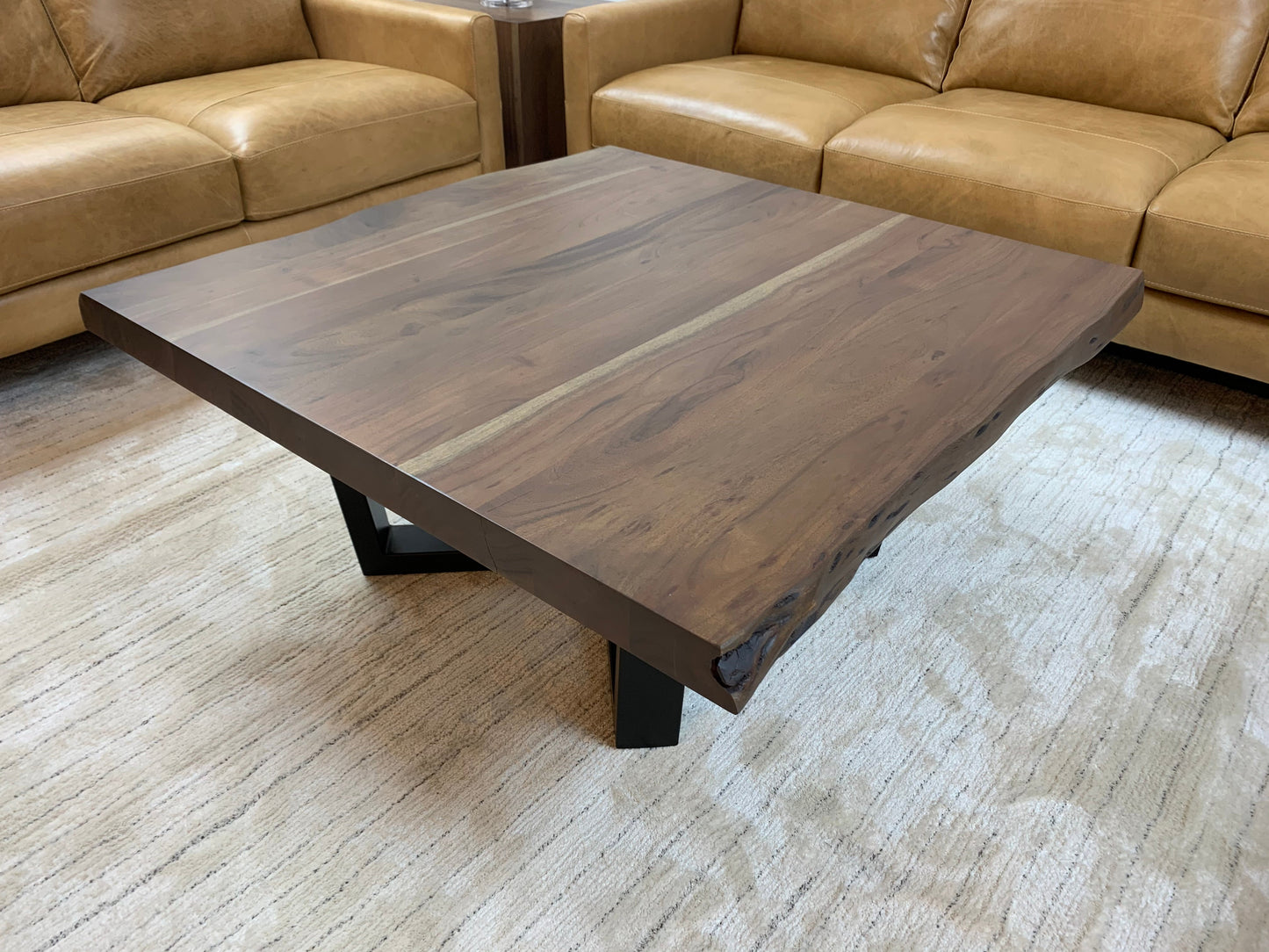Malcolm Acacia 40" Square Live Edge Coffee Table - Natural + Gray