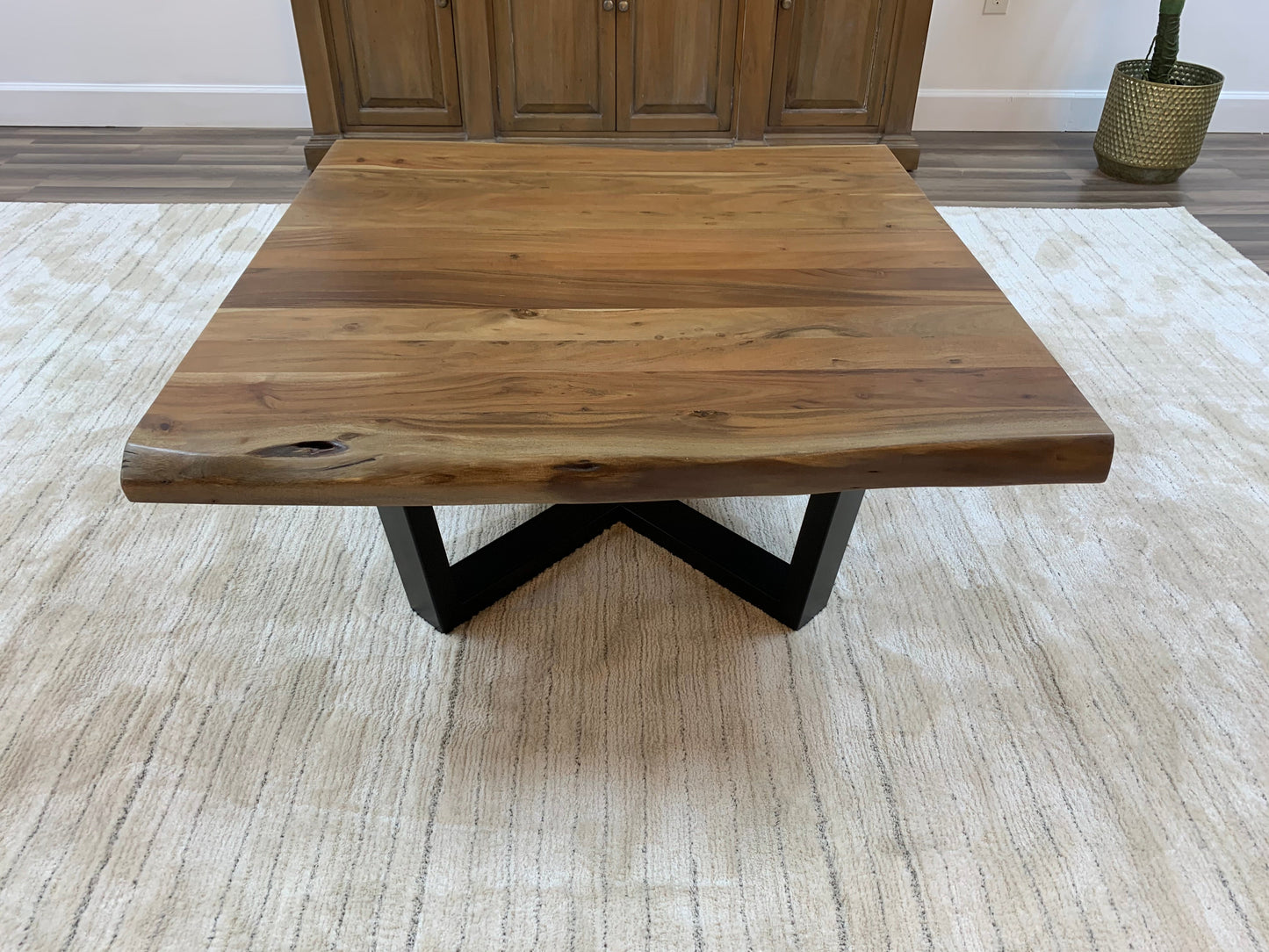 Malcolm Acacia 40" Square Live Edge Coffee Table - Natural