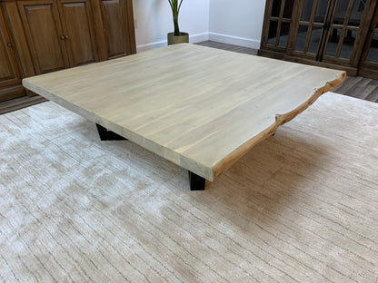 Malcolm Acacia 60" Square Live Edge Coffee Table - New White Wash