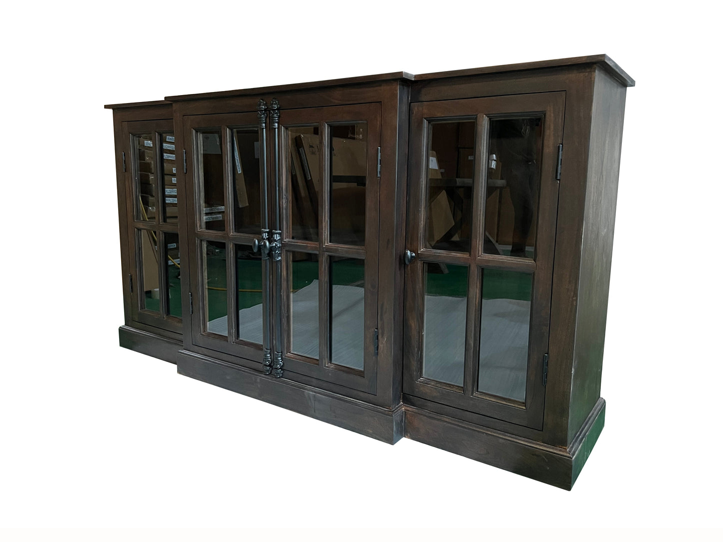 Billings 72" Acacia Breakfront 4 Door Sideboard - Natural + Black