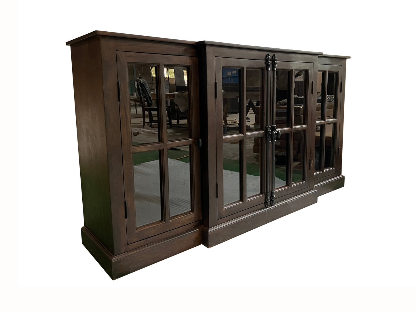 Billings 72" Acacia Breakfront 4 Door Sideboard - Natural + Black