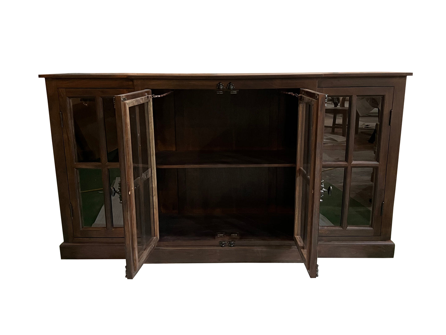 Billings 72" Acacia Breakfront 4 Door Sideboard - Natural + Black