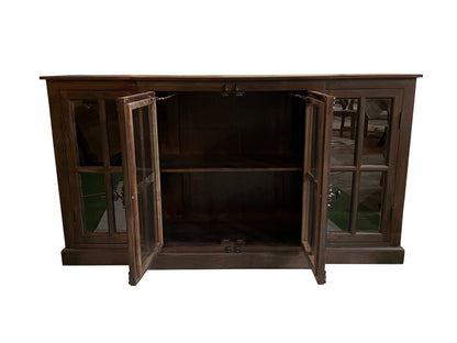 Billings 72" Acacia Breakfront 4 Door Sideboard - Natural + Black