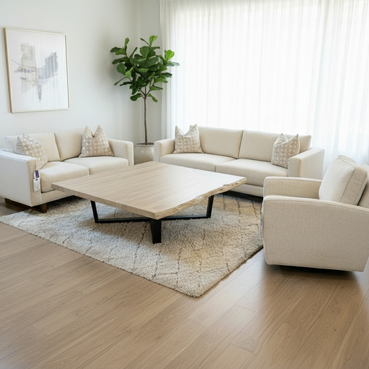 Malcolm Acacia 60" Square Live Edge Coffee Table - New White Wash