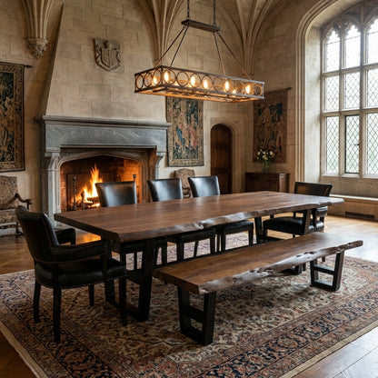 Malcolm 84" Acacia Live Edge Dining Bench - Natural + Black