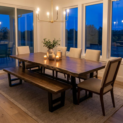 Malcolm Acacia 108" Live Edge Dining Table - Natural + Smoke