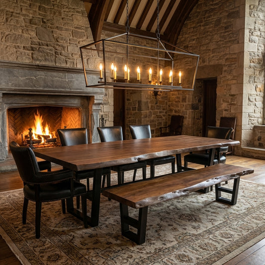 Malcolm 96" Acacia Live Edge Dining Bench - Natural + Black