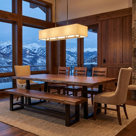 Malcolm 96" Acacia Live Edge Dining Bench - Natural + Gray