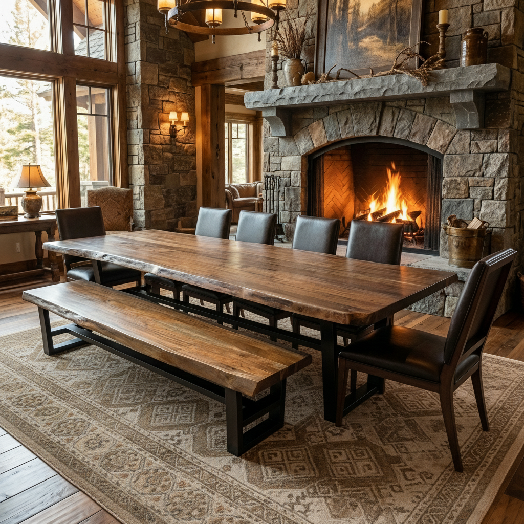 Malcolm Acacia 120" Live Edge Dining Table - Natural + Smoke