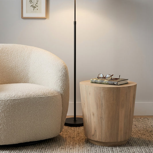 Malcolm Acacia 20" Round End Table - New White Wash