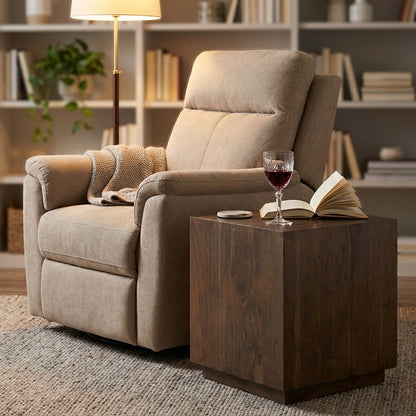 Malcolm Acacia 20" Square End Table - Natural + Smoke