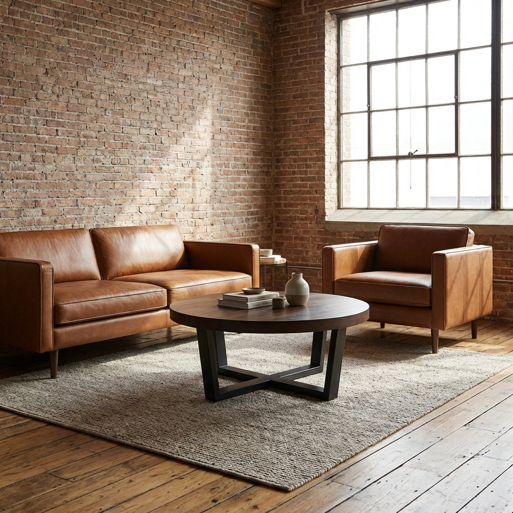 Malcolm Acacia 40" Round Coffee Table - Natural & Black