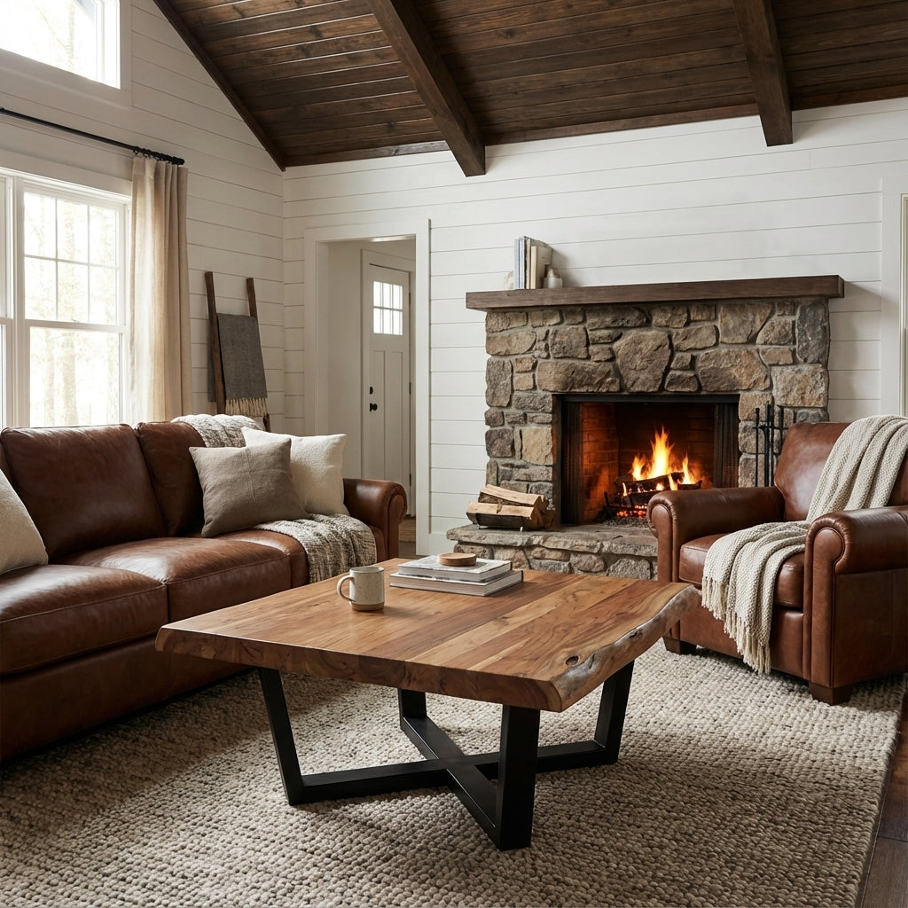 Malcolm Acacia 40" Square Live Edge Coffee Table - Natural