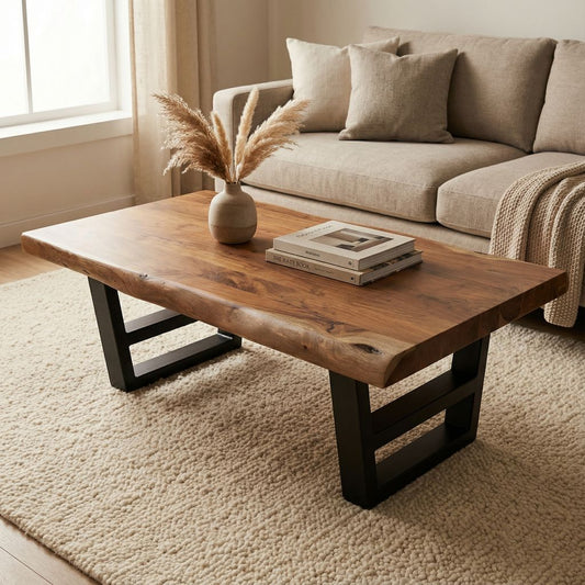 Malcolm Acacia 52" Live Edge Coffee Table - Natural + Gray