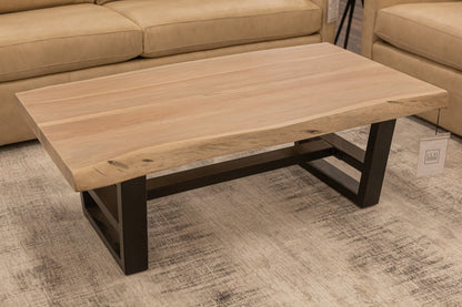 Malcolm Acacia 52" Live Edge Coffee Table - New White Wash