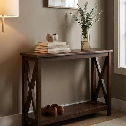 Malcolm Acacia 56" Live Edge Console Table - Natural + Black