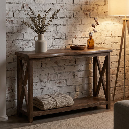 Malcolm Acacia 56" Live Edge Console Table - Natural + Smoke